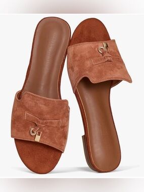 Women’s Suede Slide Sandals — Mocha Rust